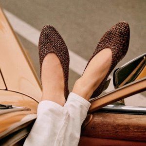 Sezane | Eva Ballerinas | Brown Python Woven Leather | Size Fr 39